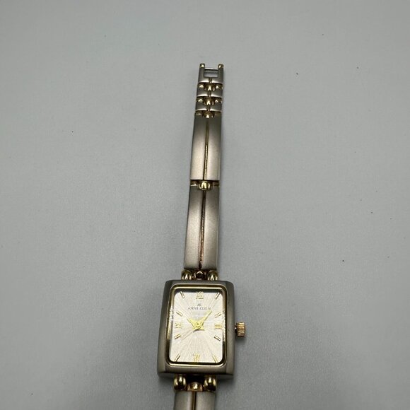 3/$30 Anne Klein Watch Women Silver Gold Two Tone Rectangle Dial 6.25" - Picture 6 of 15